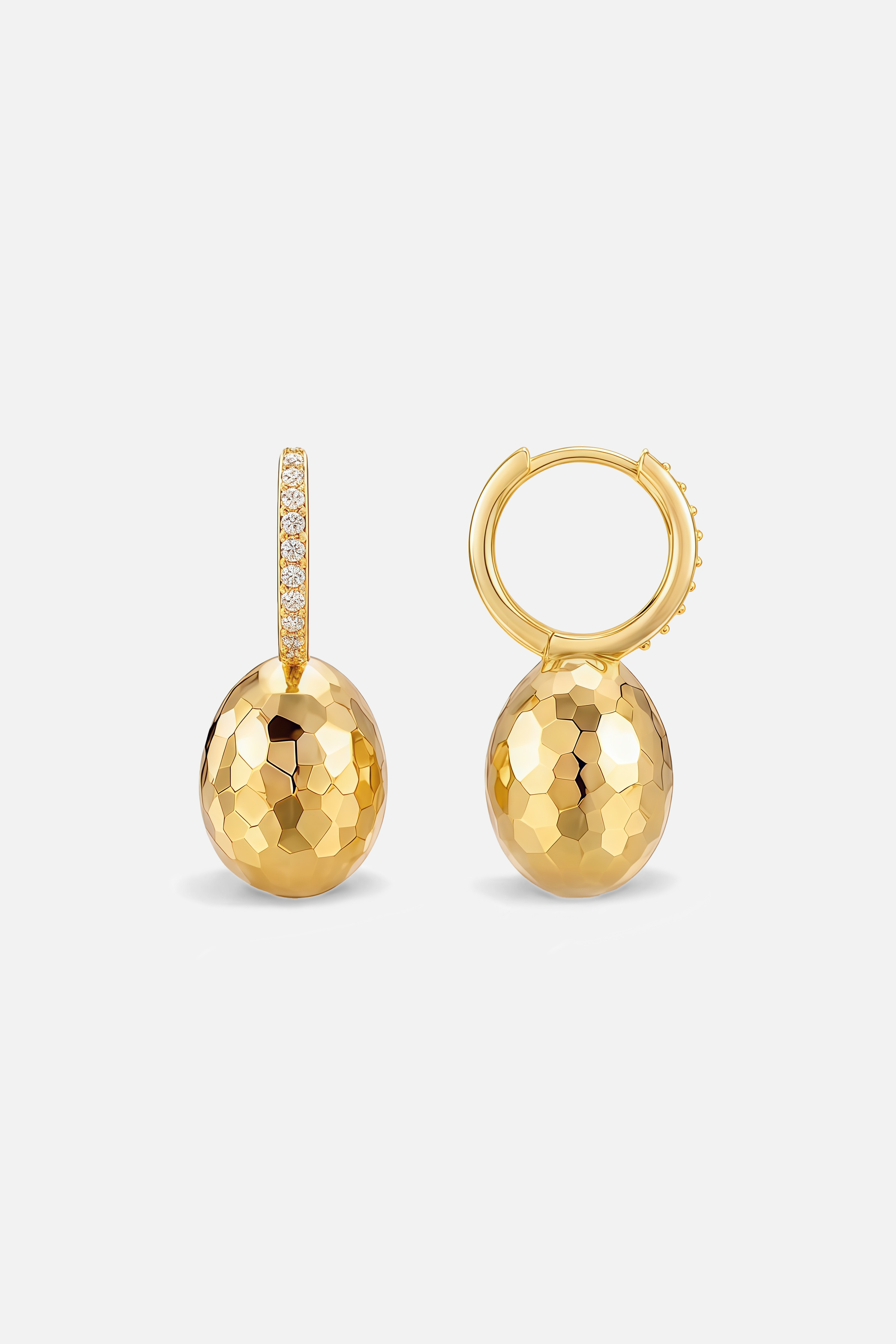 Sculptural Faceted Dangle Huggie Earrings – Facet Egg
