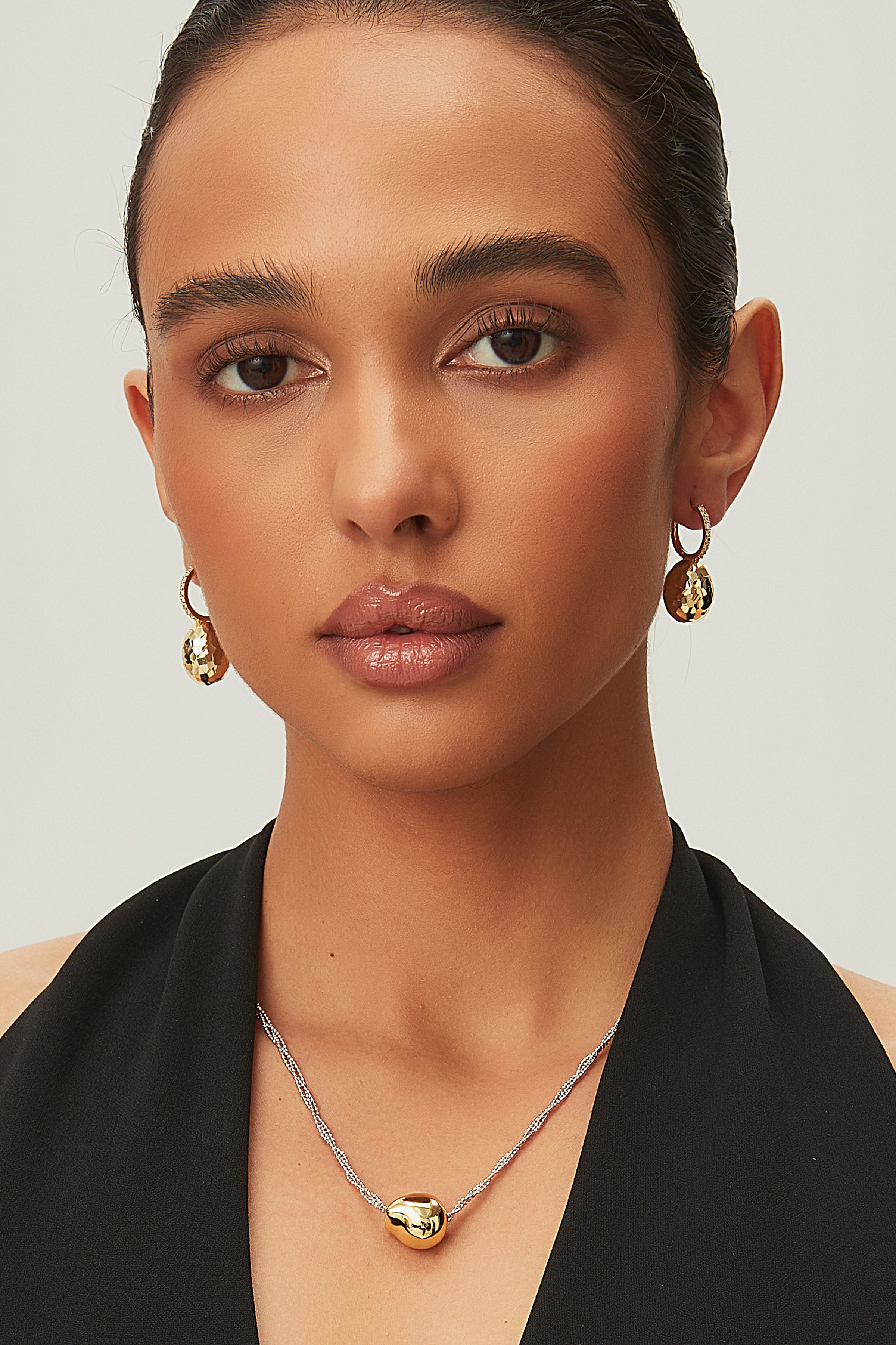 Sculptural Faceted Dangle Huggie Earrings – Facet Egg