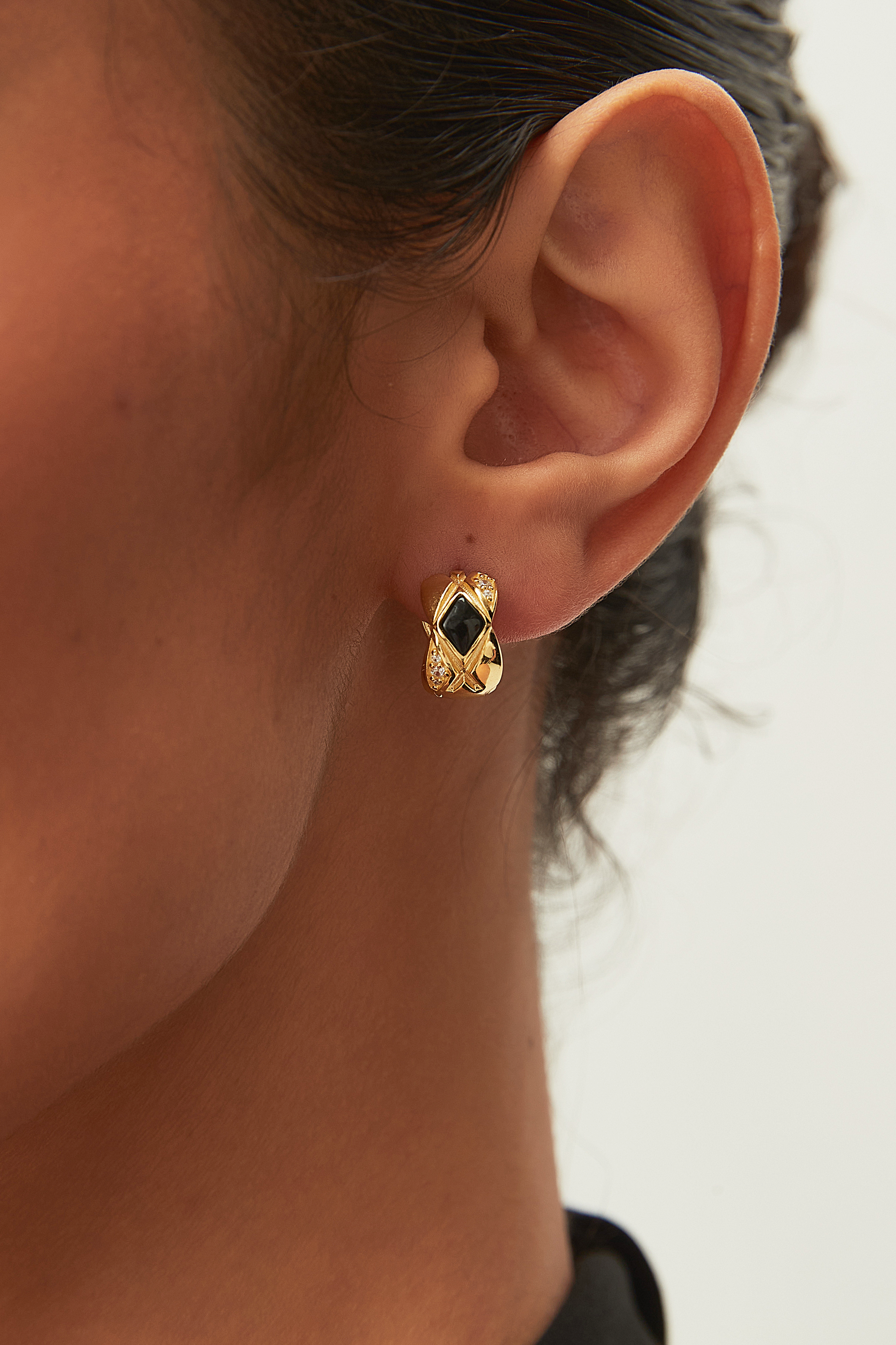 Sculptural Cross Inlay Huggie Earrings – Xframe