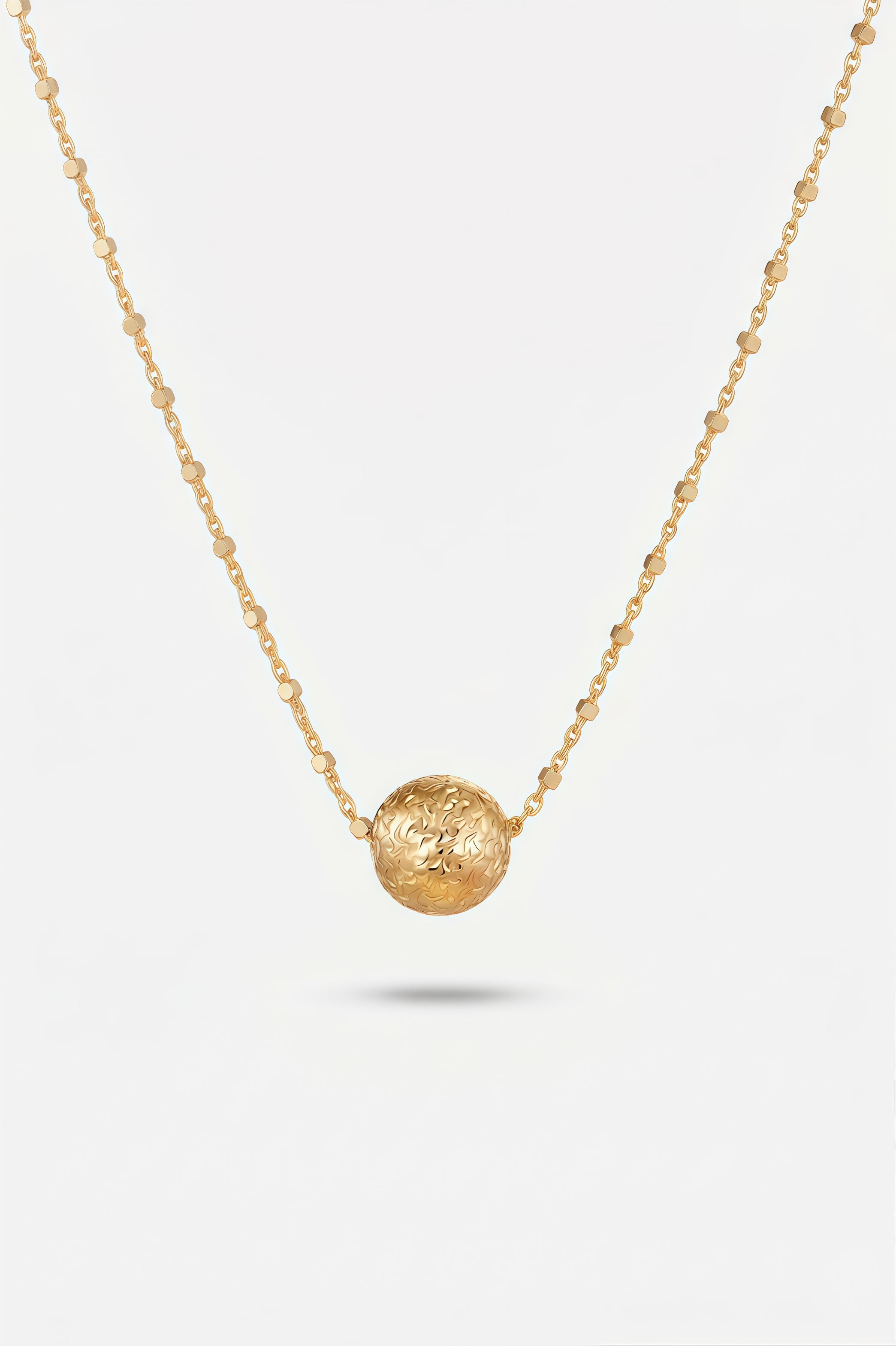Textured Sphere Pendant Necklace – Grain
