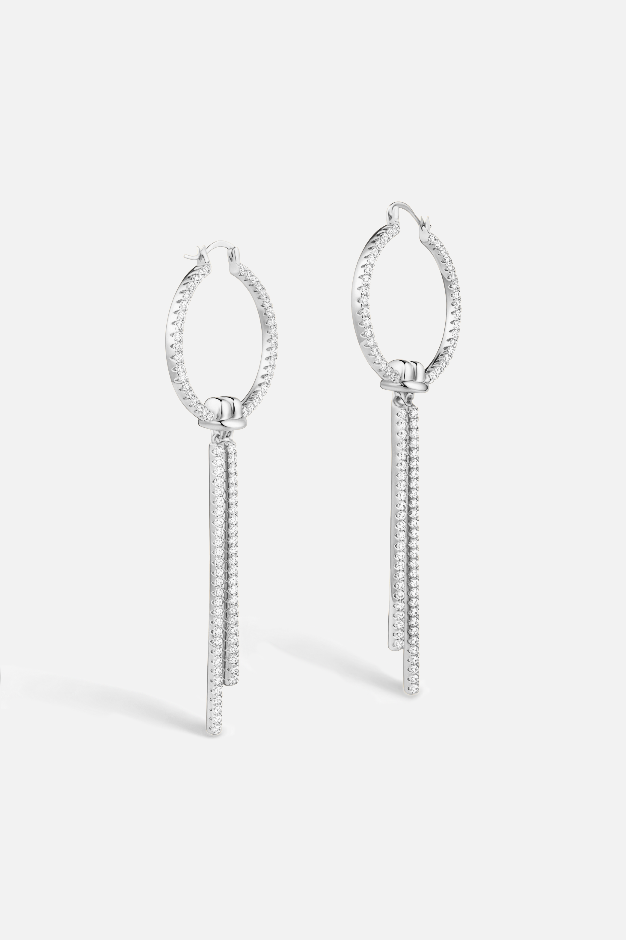Linear Pavé Hoop Drop Earrings – Twin Bar