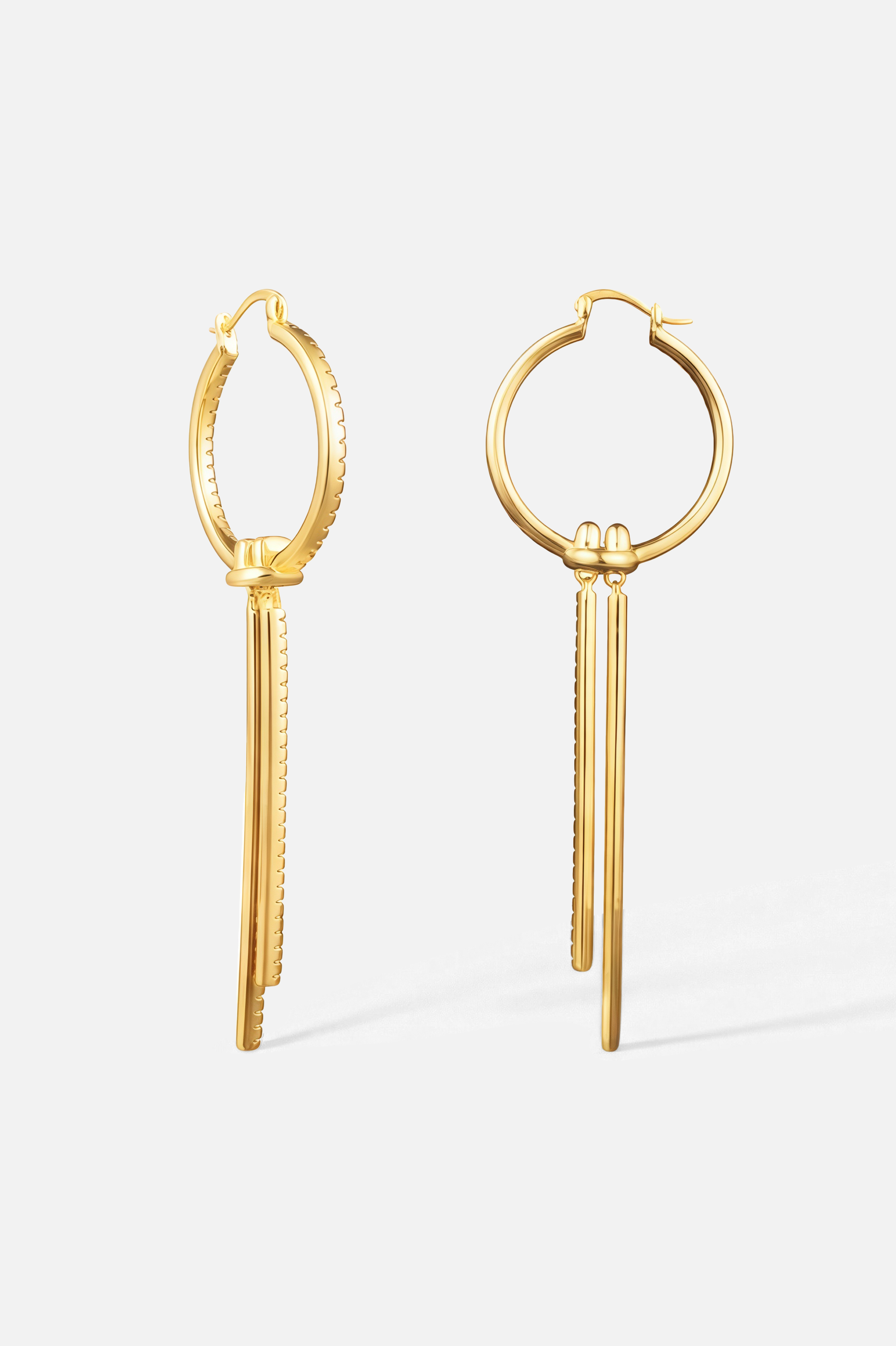 Pavé Linear Double Drop Earrings – Twin Bar