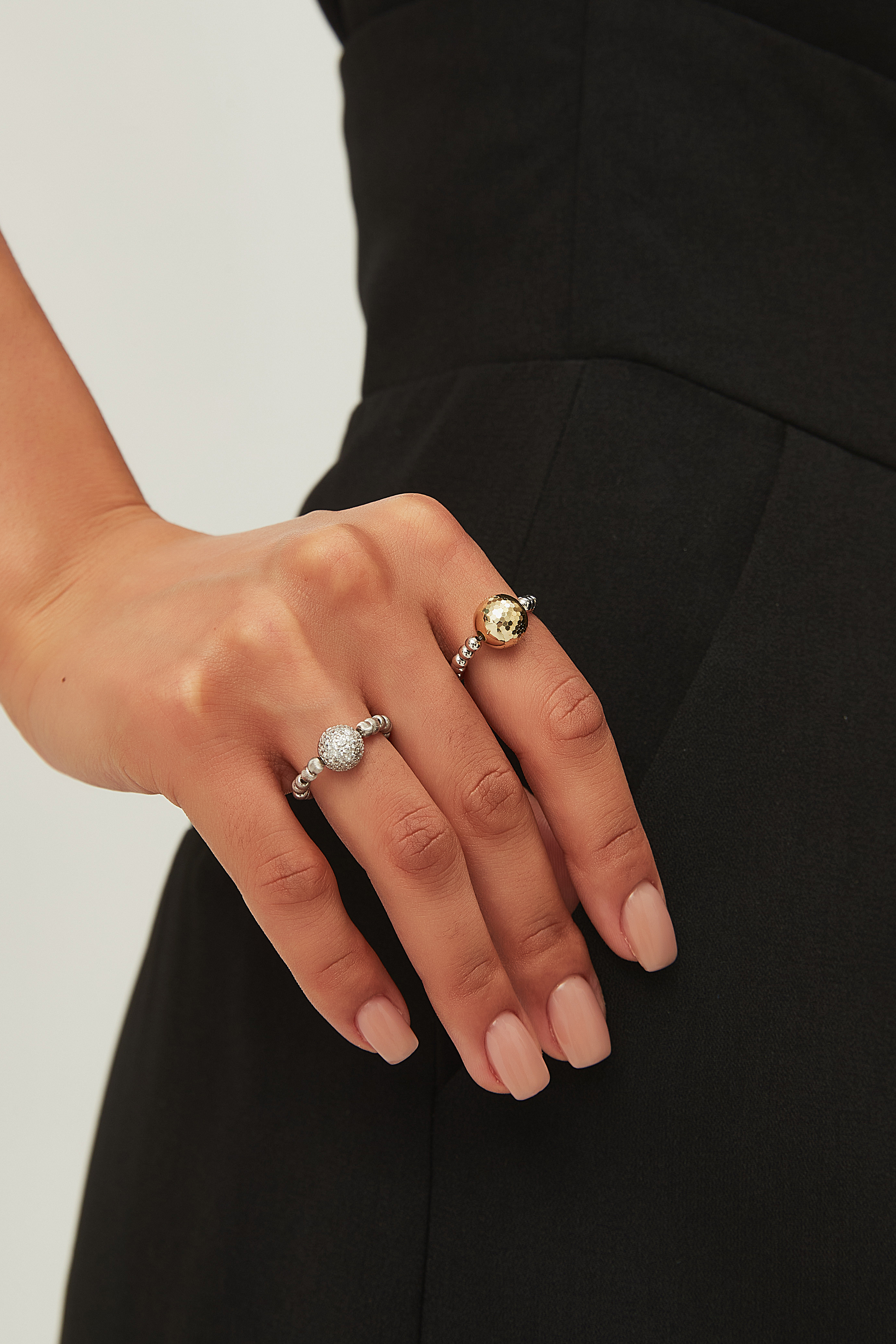 Two-Tone Beaded Band Ring – Orbit