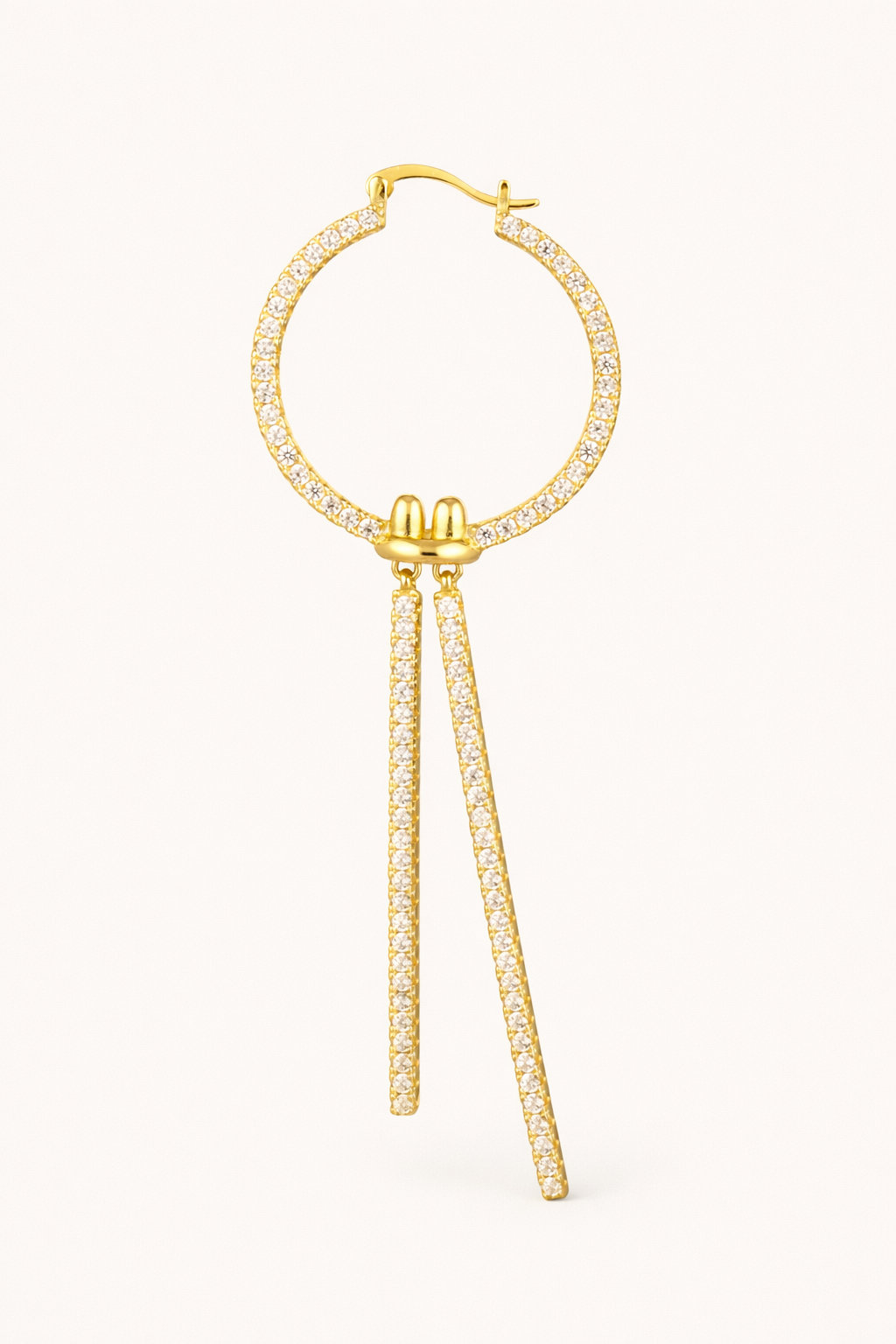 Pavé Linear Double Drop Earrings – Twin Bar