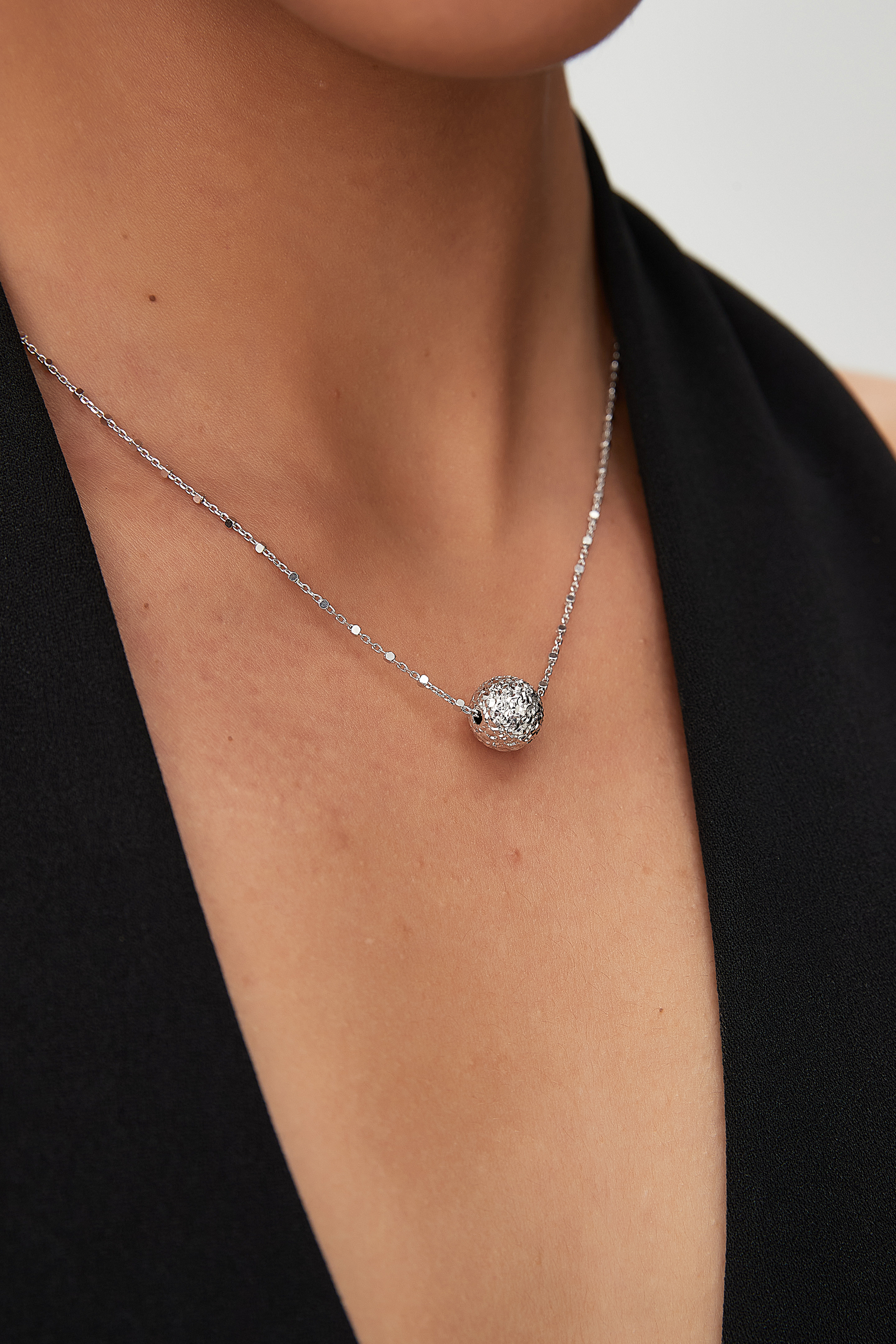 Textured Sphere Pendant Necklace – Node