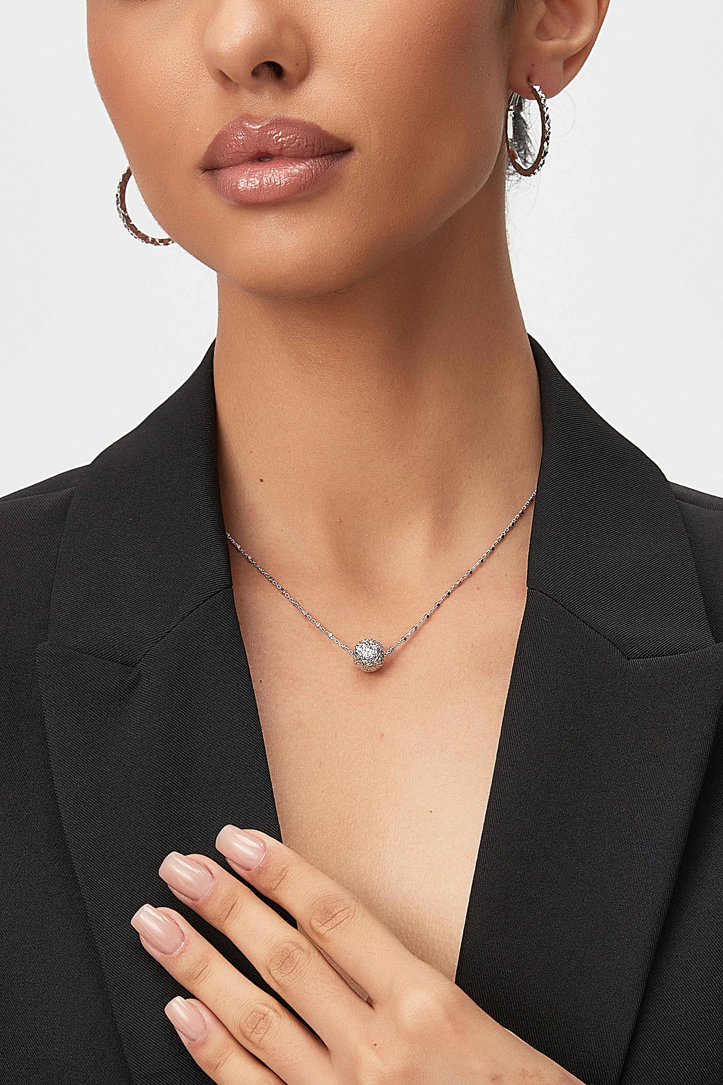 Textured Sphere Pendant Necklace – Node
