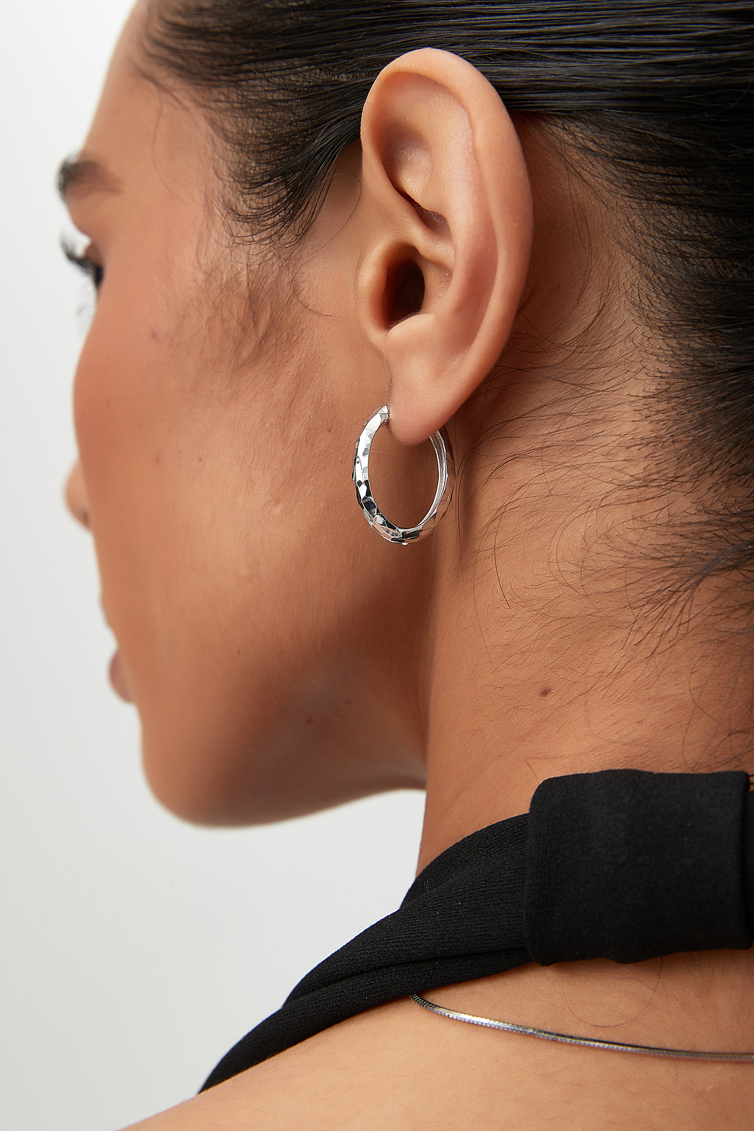 Faceted Slim Hoop Earrings – Prism