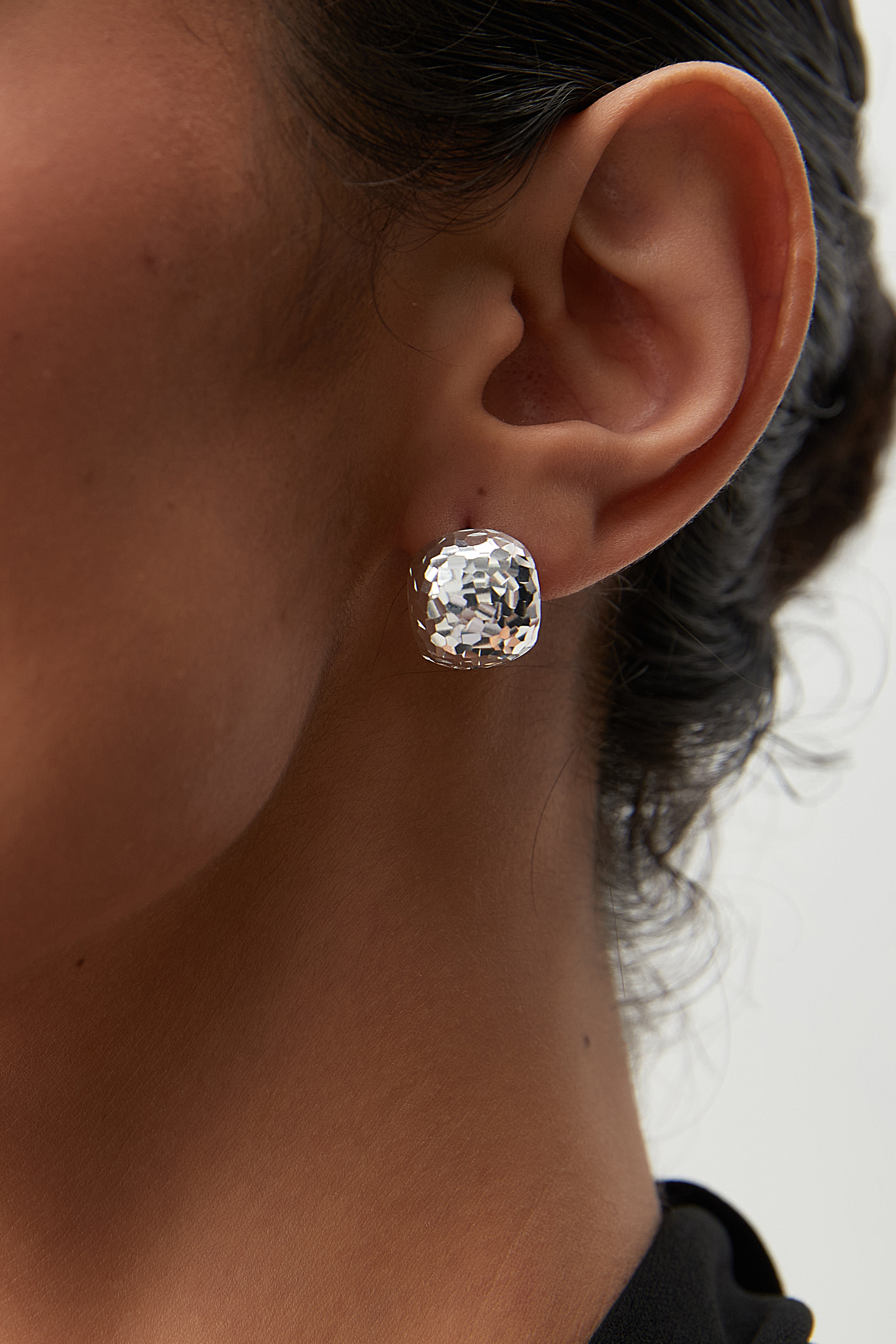 Hammered Dome Huggie Earrings