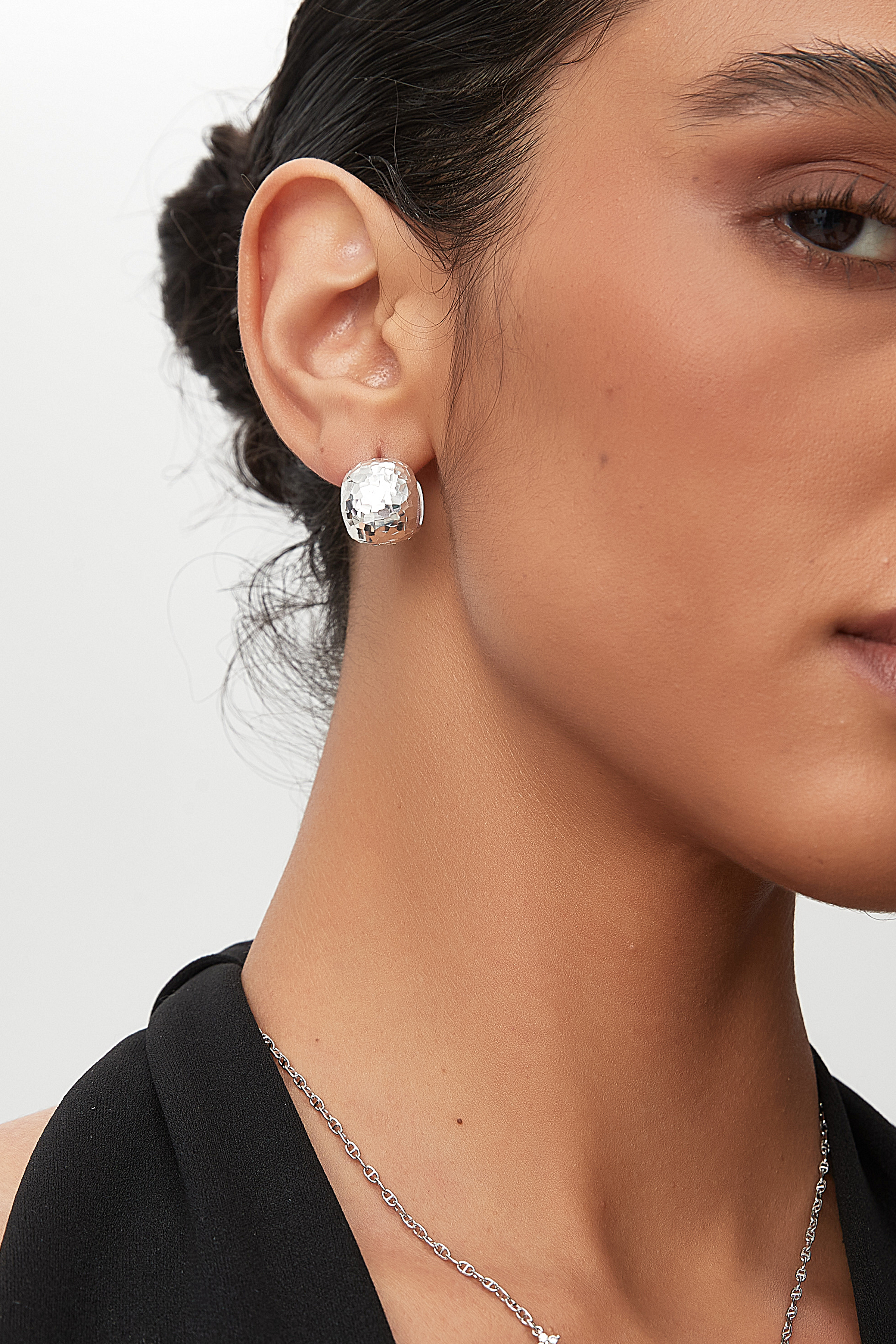 Hammered Dome Huggie Earrings