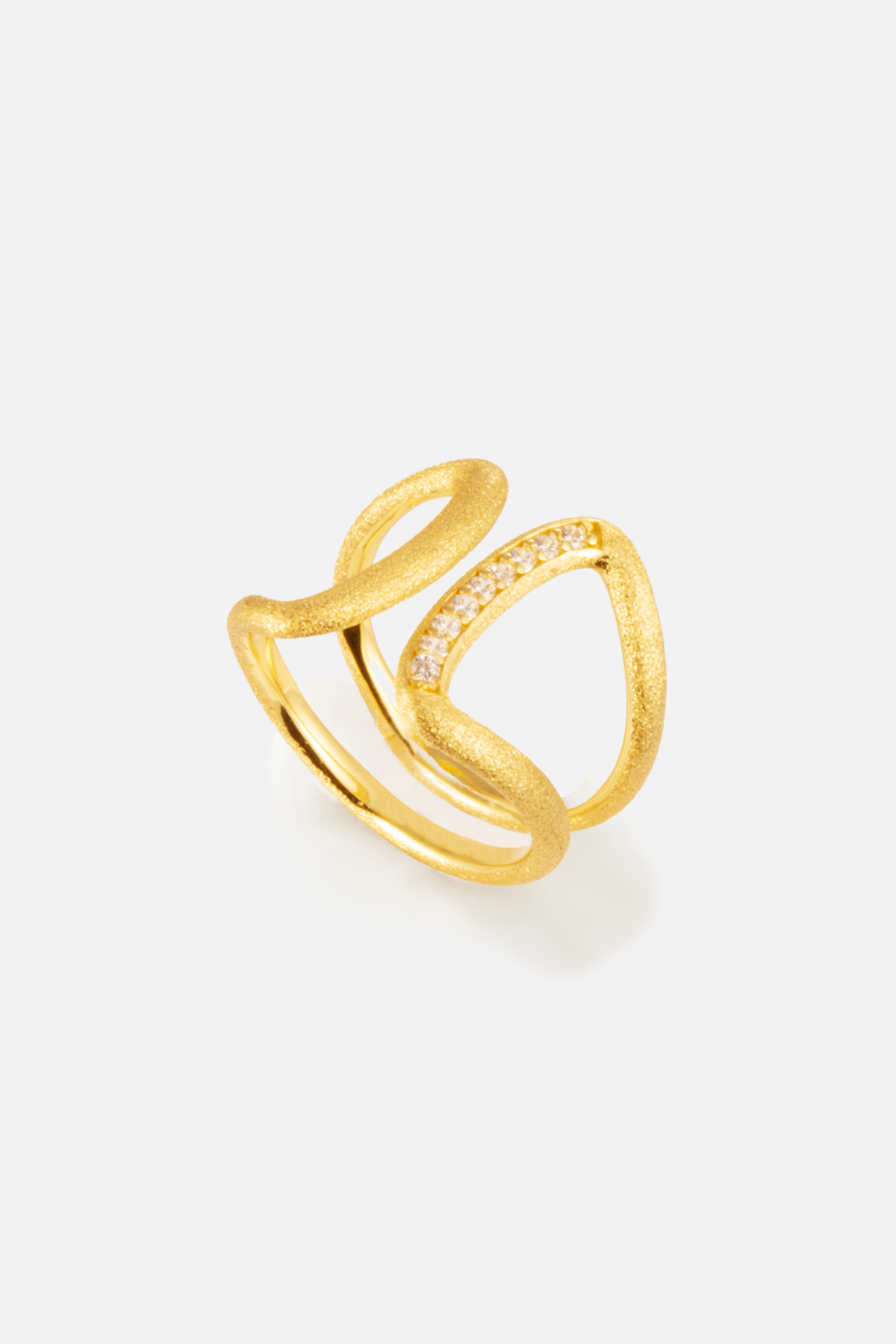 Skulpturaler strukturierter offener Ring – Twinloop