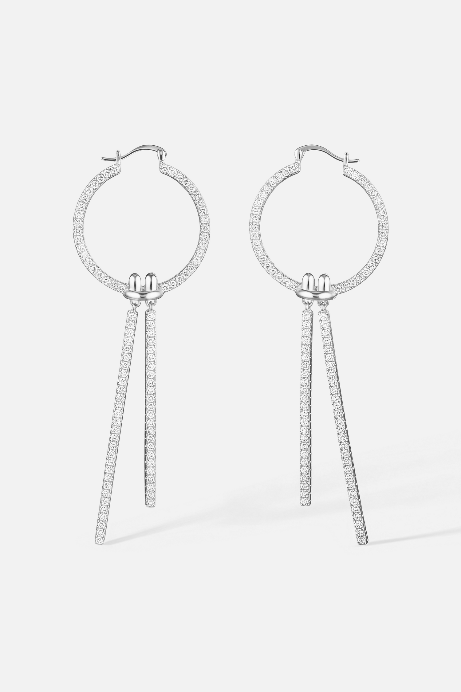 Linear Pavé Hoop Drop Earrings – Twin Bar