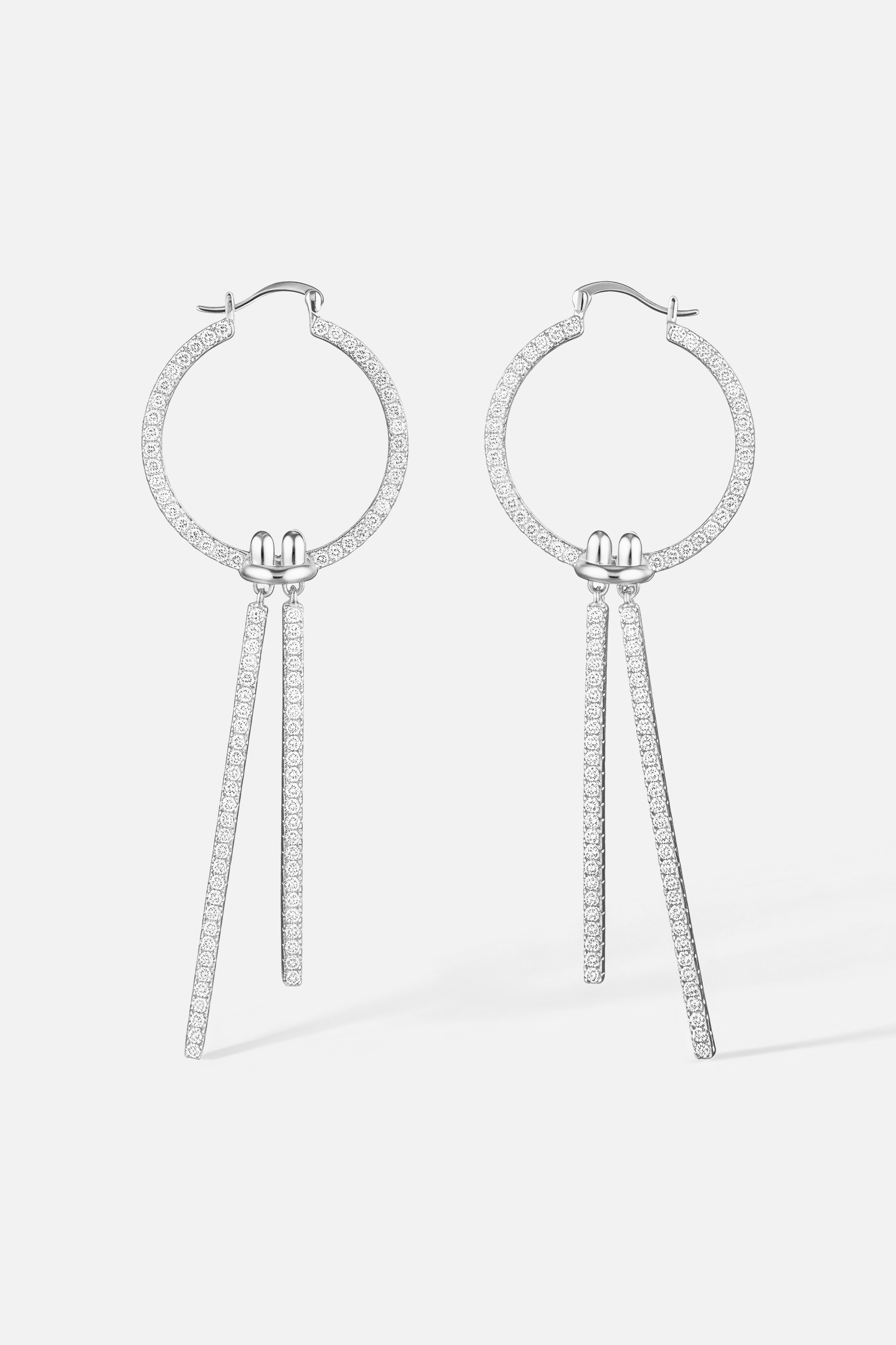 Linear Pavé Hoop Drop Earrings – Twin Bar