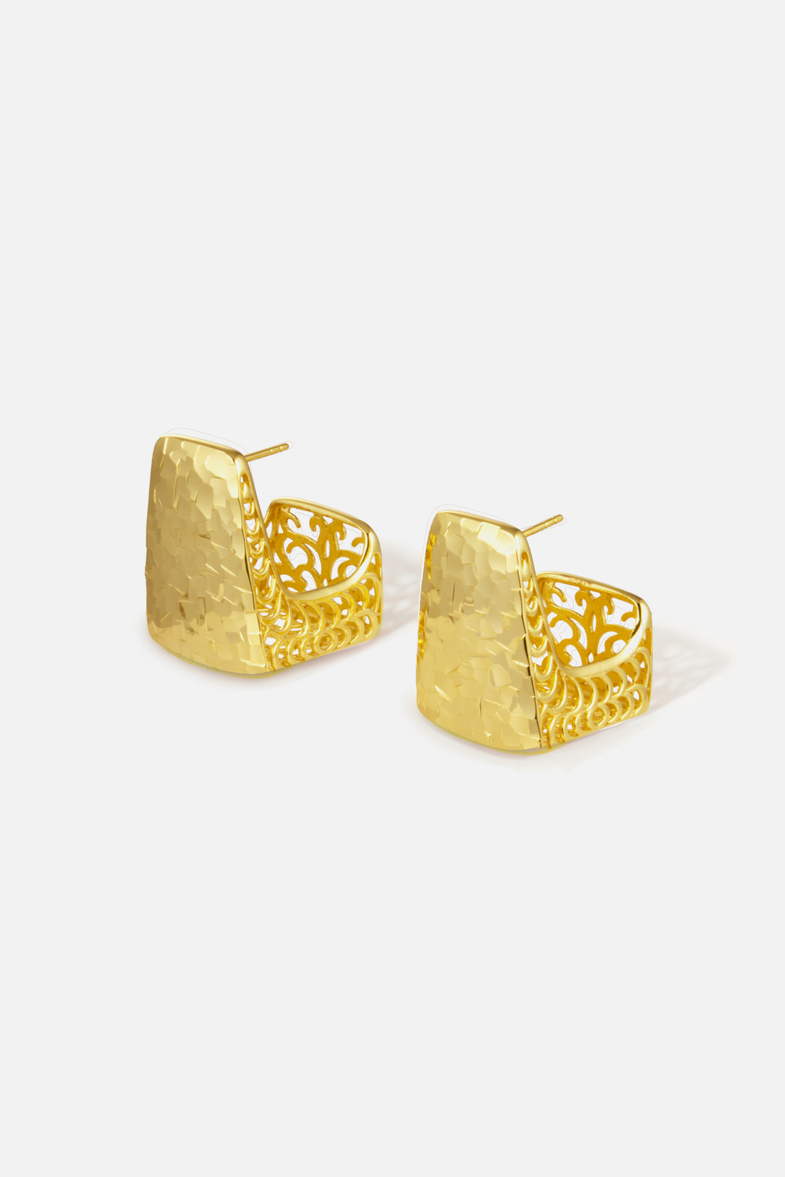 Hammered Panel Stud Earrings