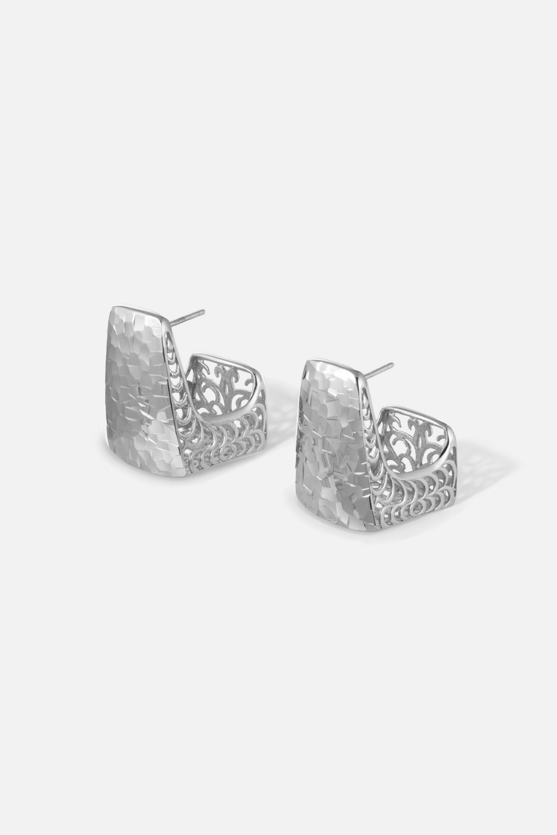 Hammered Panel Stud Earrings