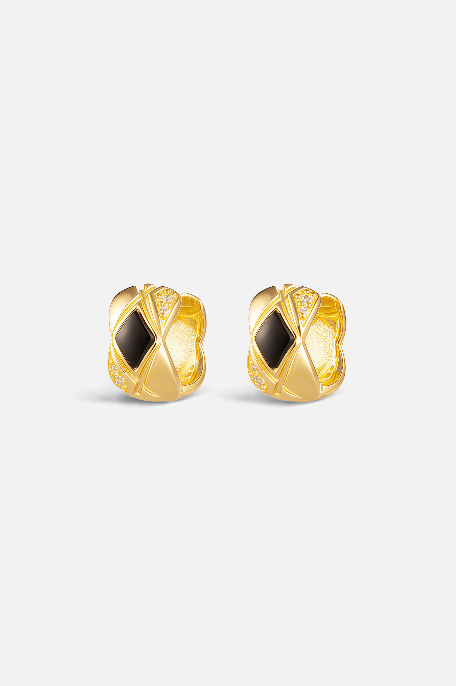 Sculptural Cross Inlay Huggie Earrings – Xframe