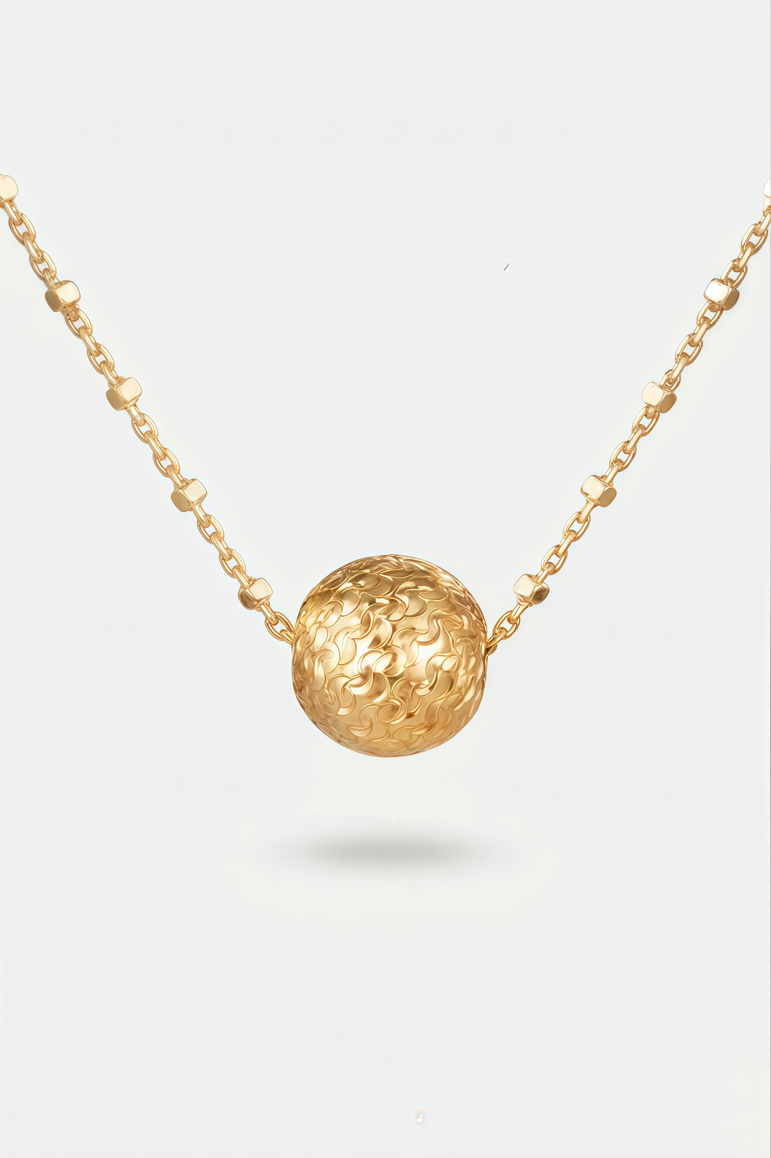 Textured Sphere Pendant Necklace – Grain