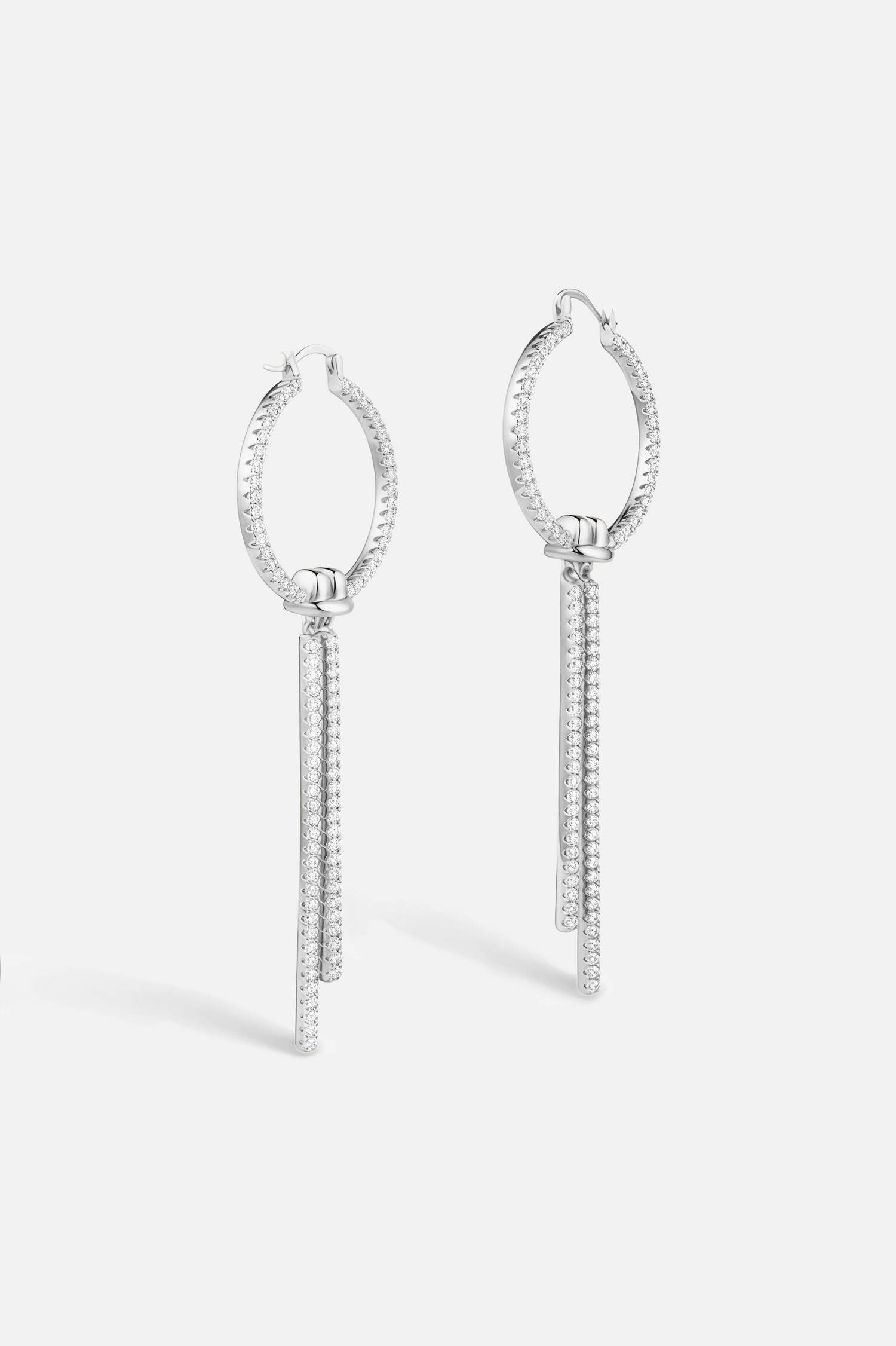 Linear Pavé Hoop Drop Earrings – Twin Bar
