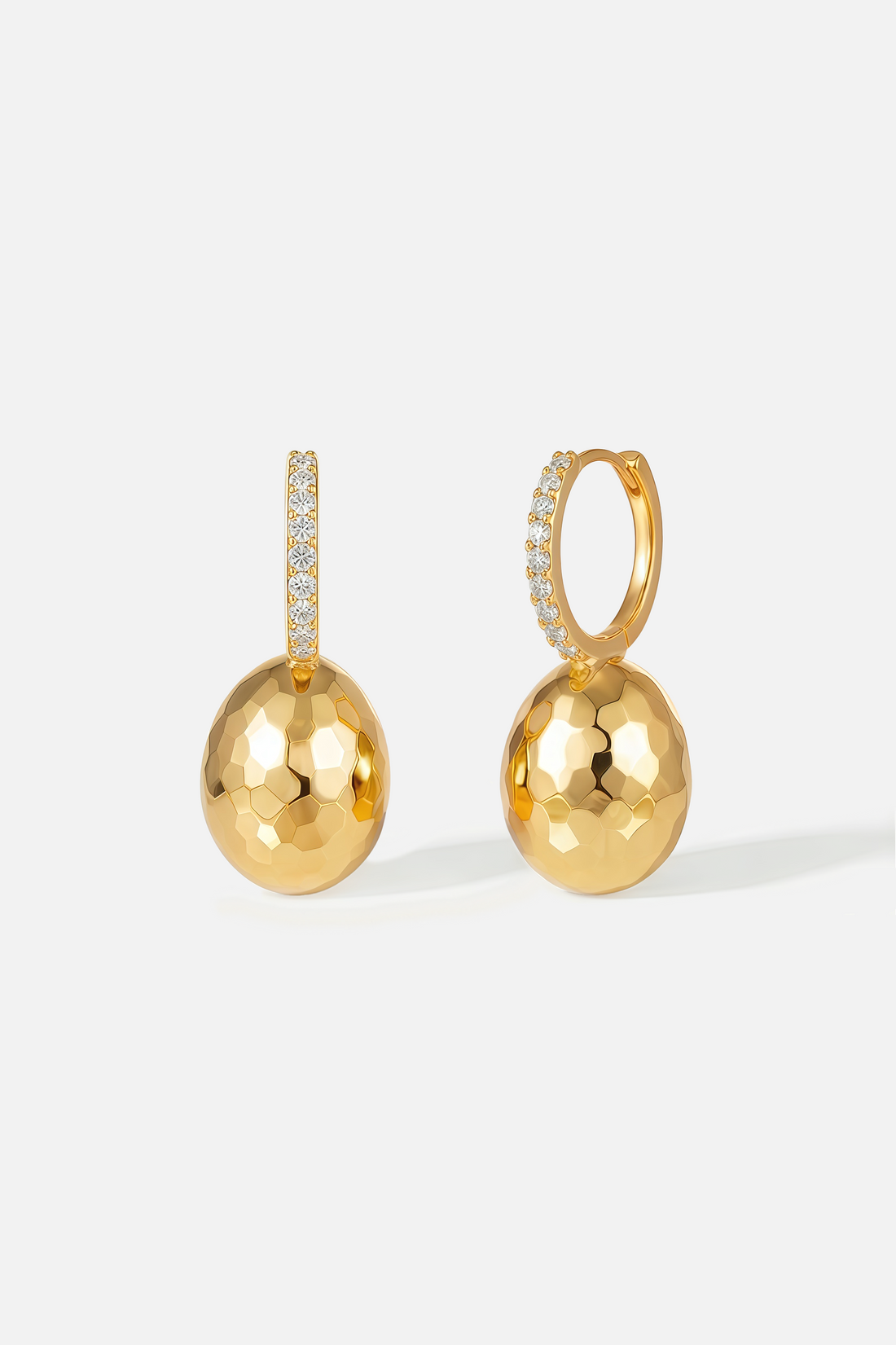 Sculptural Faceted Dangle Huggie Earrings – Facet Egg