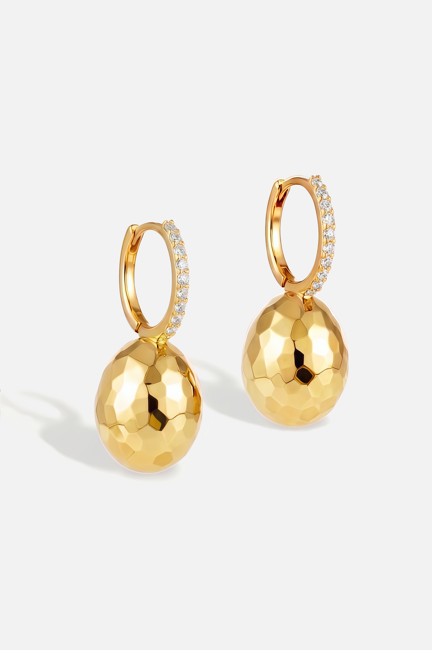 Sculptural Faceted Dangle Huggie Earrings – Facet Egg