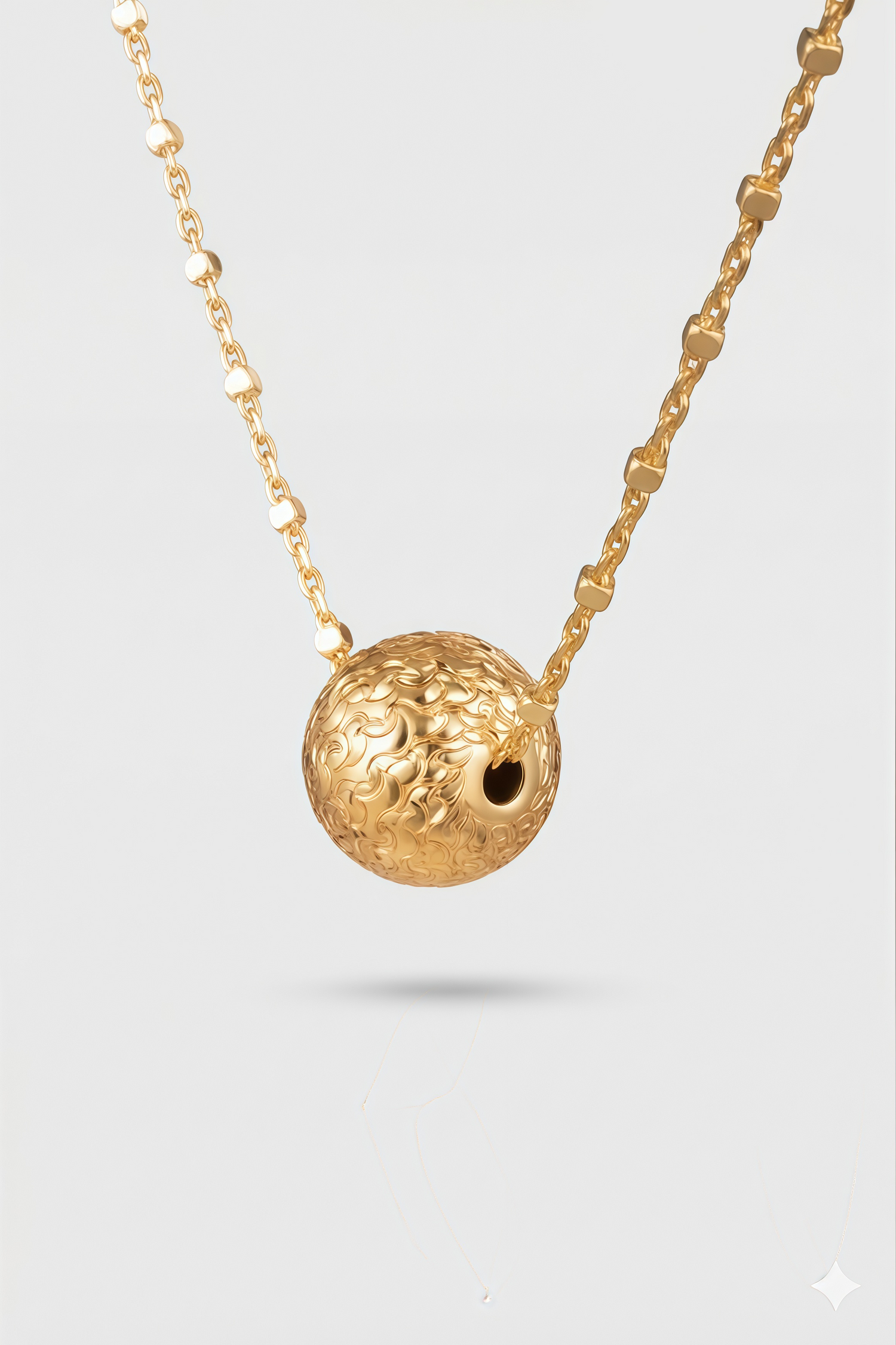 Textured Sphere Pendant Necklace – Grain
