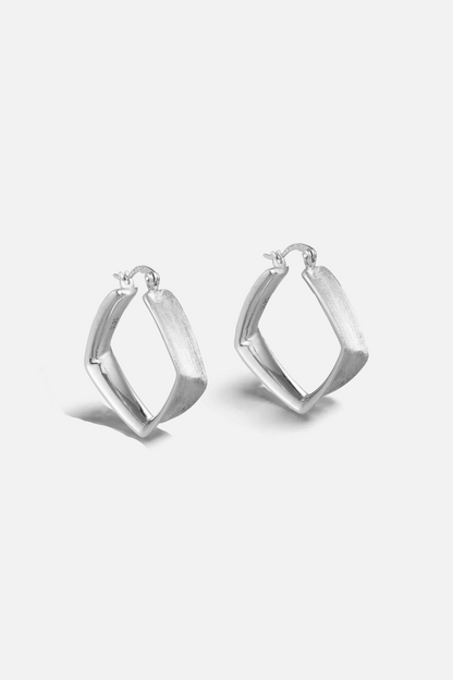 Brushed Square Huggie Earrings