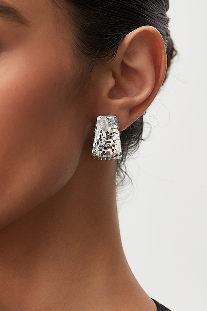 Hammered Panel Stud Earrings