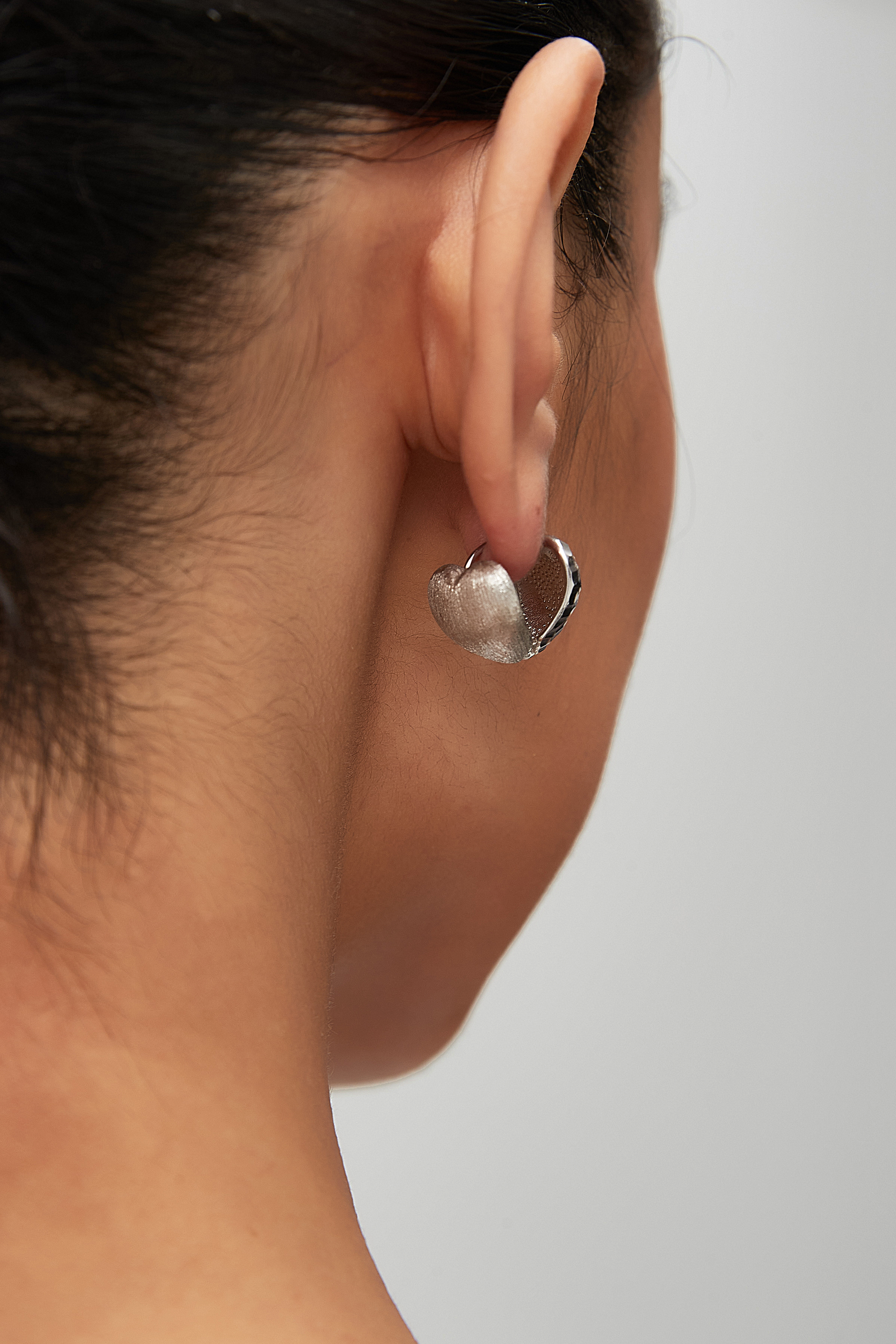 Hammered Heart Stud Earrings