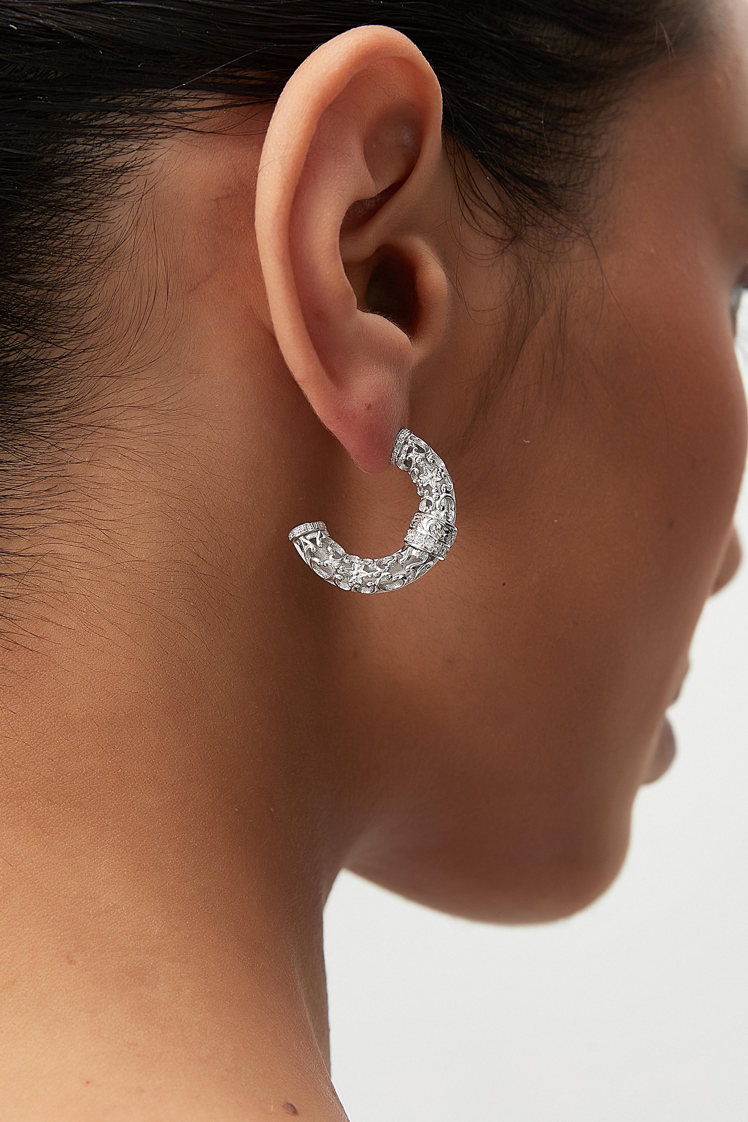 Ornate Openwork Hoop Earrings