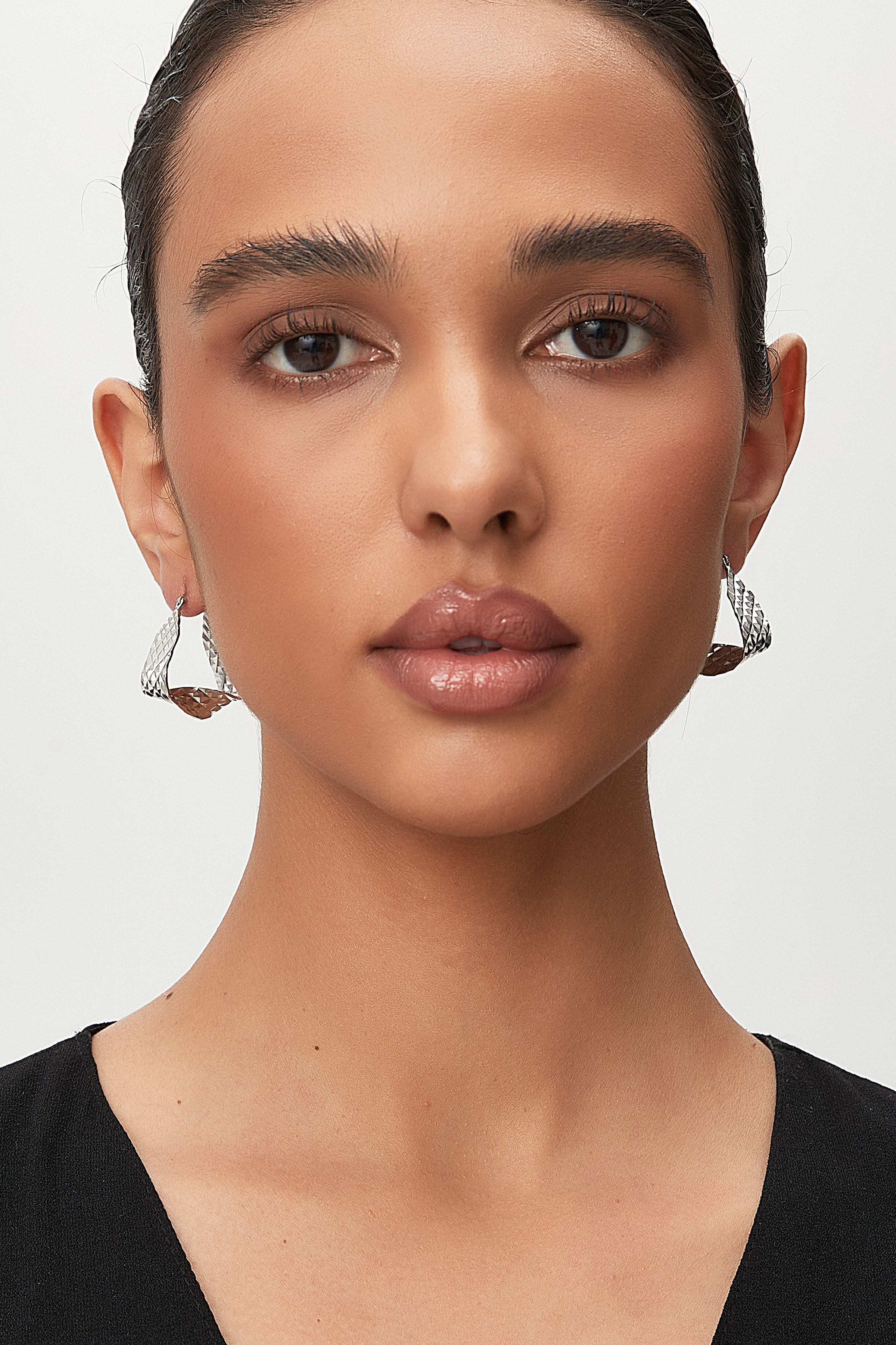 Ripple Facet Hoop Earrings