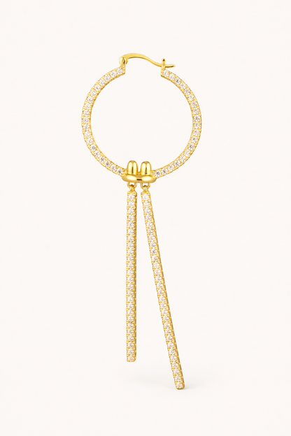 Pavé Linear Double Drop Earrings – Twin Bar