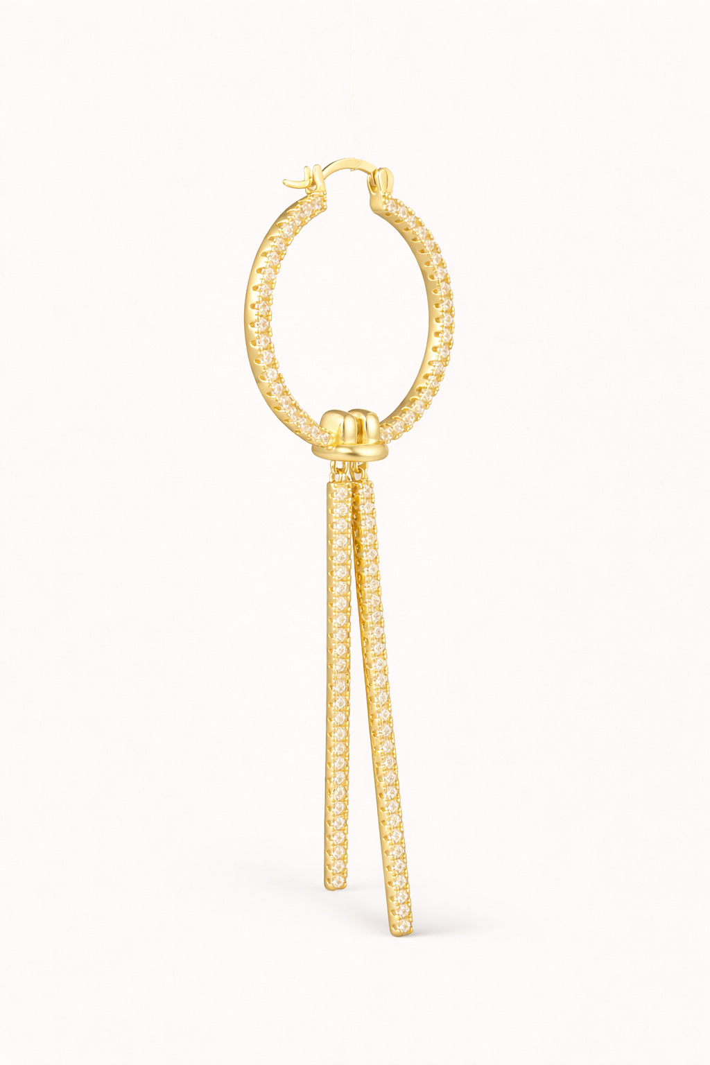 Pavé Linear Double Drop Earrings – Twin Bar