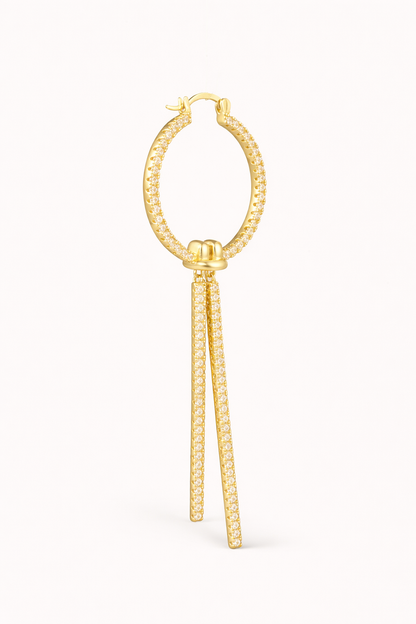 Pavé Linear Double Drop Earrings – Twin Bar