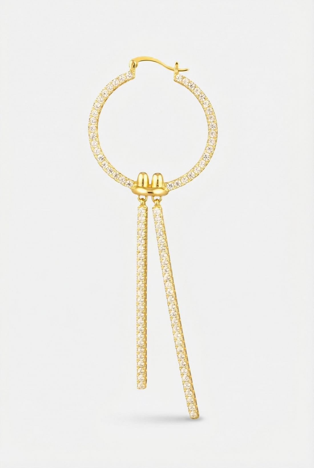 Pavé Linear Double Drop Earrings – Twin Bar